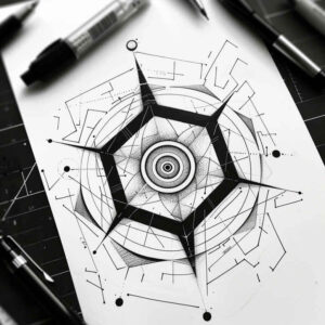 geometric-tattoo – tattoo design ideas free ai generated – ultra-thin – for-upper-chest – Gallery: geometric-inkby-ai