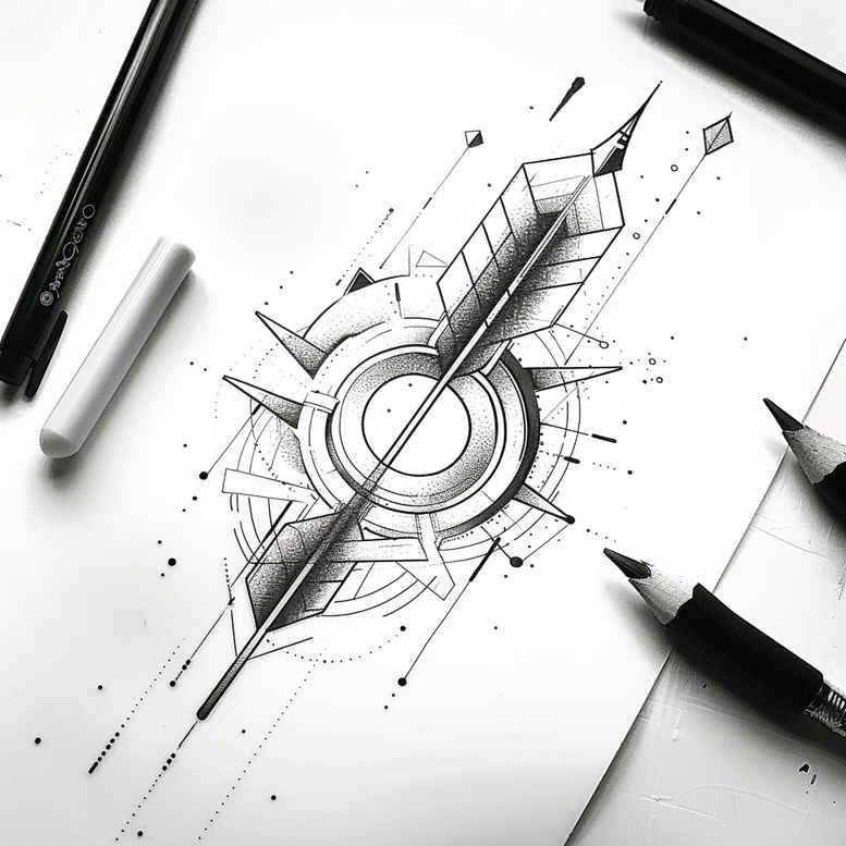 geometric-tattoo-style – tattoo design ideas free ai generated – compact – for-outer-arm – Gallery: geometric-inkby-ai