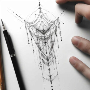 hexagon-tattoo – tattoo design ideas free ai generated – simple-dot – for-chest – Gallery: geometric-inkby-ai