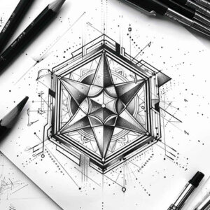 layered-geometric-tattoo – tattoo design ideas free ai generated – empty-space – for-abdomen – Gallery: geometric-inkby-ai