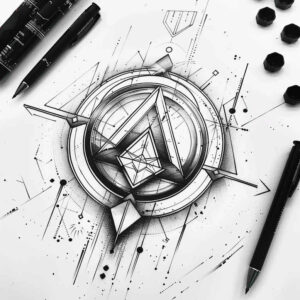 layered-geometric-tattoo – tattoo design ideas free ai generated – miniature – for-back-shoulder – Gallery: geometric-inkby-ai