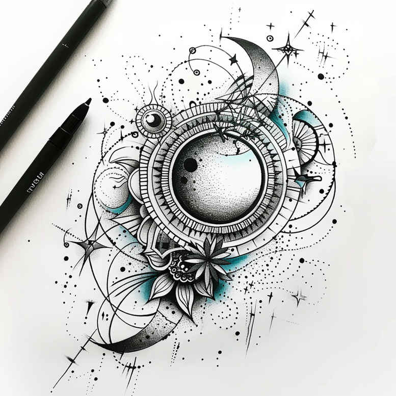 layered-geometric-tattoo – tattoo design ideas free ai generated – point-minimal – for-lower-arm – Gallery: geometric-inkby-ai