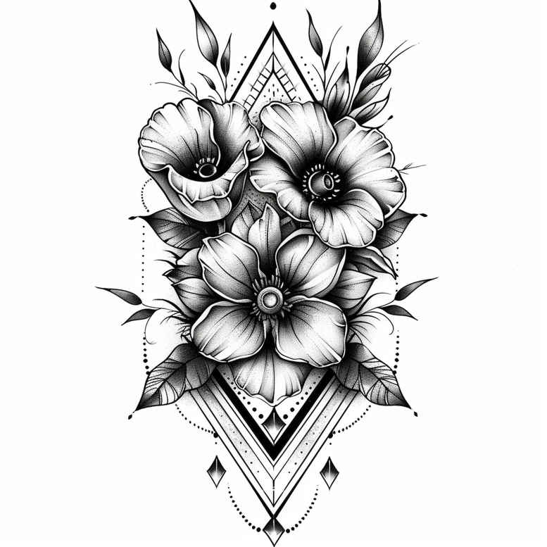 line-tattoo – tattoo design ideas free ai generated – quiet-art – for-full-back – Gallery: geometric-inkby-ai
