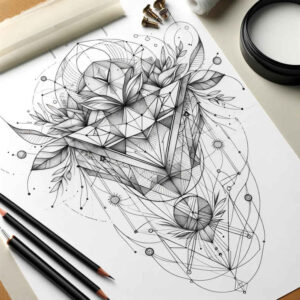 minimalist-geometric-design – tattoo design ideas free ai generated – essential-lines – for-chest – Gallery: geometric-inkby-ai