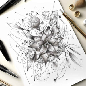 minimalist-geometric-design – tattoo design ideas free ai generated – few-strokes – for-side-torso – Gallery: geometric-inkby-ai