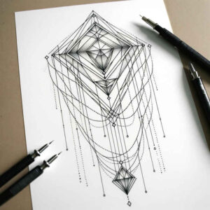 minimalist-tattoo – tattoo design ideas free ai generated – compact – for-lower-chest – Gallery: geometric-inkby-ai