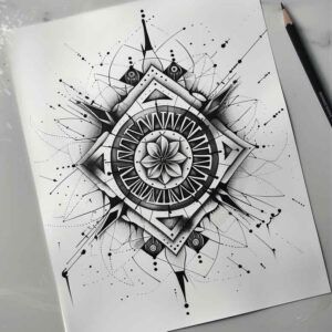 modern-geometric-tattoo – tattoo design ideas free ai generated – plain – for-neck – Gallery: geometric-inkby-ai