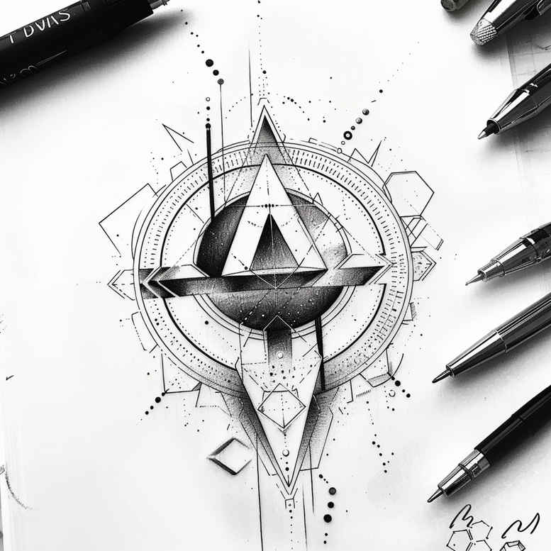 modern-geometric-tattoo – tattoo design ideas free ai generated – soft-curve – for-thigh – Gallery: geometric-inkby-ai