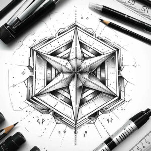 overlapping-shape-tattoo – tattoo design ideas free ai generated – discreet-mark – for-upper-back – Gallery: geometric-inkby-ai