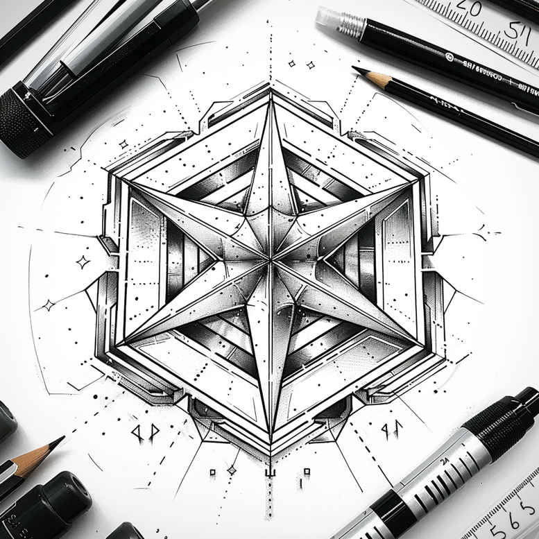 overlapping-shape-tattoo – tattoo design ideas free ai generated – discreet-mark – for-upper-back – Gallery: geometric-inkby-ai