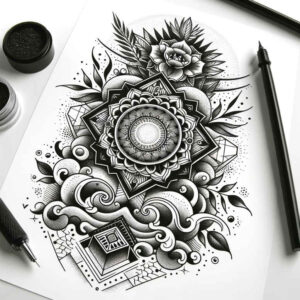 overlapping-shape-tattoo – tattoo design ideas free ai generated – elemental – for-shoulder – Gallery: geometric-inkby-ai