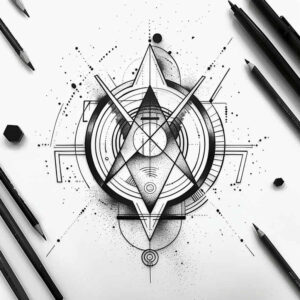 overlapping-shape-tattoo – tattoo design ideas free ai generated – minimalist – for-back-shoulder – Gallery: geometric-inkby-ai