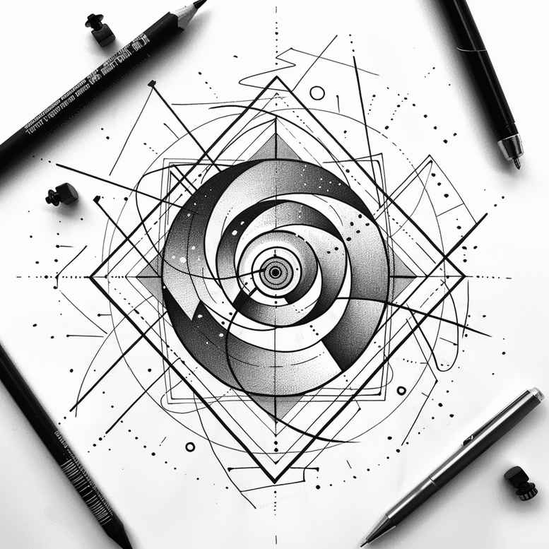 overlapping-shape-tattoo – tattoo design ideas free ai generated – pinprick – for-back-shoulder – Gallery: geometric-inkby-ai