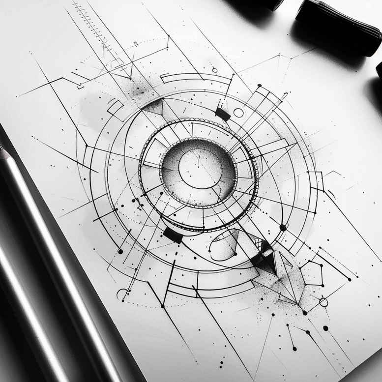overlapping-shape-tattoo – tattoo design ideas free ai generated – subtle – for-nape – Gallery: geometric-inkby-ai