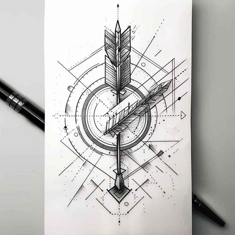 precise-lines-tattoo – tattoo design ideas free ai generated – short-stroke – for-upper-arm – Gallery: geometric-inkby-ai