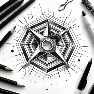 shading-geometric-tattoo – tattoo design ideas free ai generated – micro-symbol – for-upper-shoulder – Gallery: geometric-inkby-ai