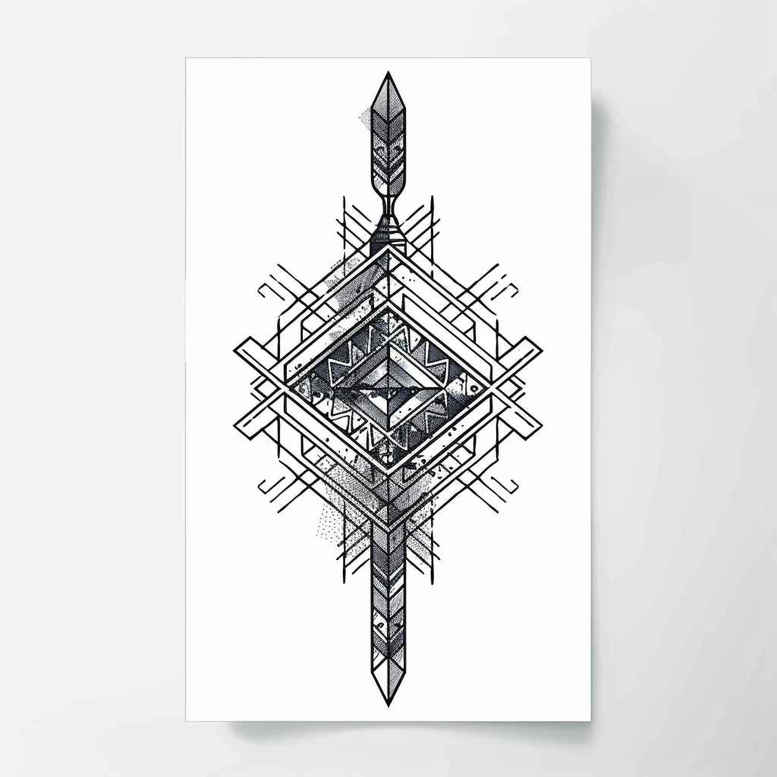 shading-geometric-tattoo – tattoo design ideas free ai generated – monochrome – for-lower-chest – Gallery: geometric-inkby-ai