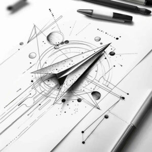 spatial-tattoo – tattoo design ideas free ai generated – empty-space – for-behind-ear – Gallery: geometric-inkby-ai