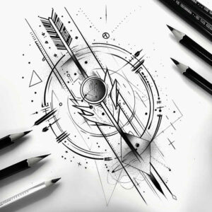 spatial-tattoo – tattoo design ideas free ai generated – fine-line – for-elbow – Gallery: geometric-inkby-ai