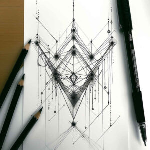 spatial-tattoo – tattoo design ideas free ai generated – micro-line – for-side – Gallery: geometric-inkby-ai