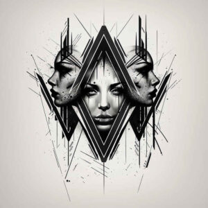 spatial-tattoo – tattoo design ideas free ai generated – miniature – for-thigh – Gallery: geometric-inkby-ai