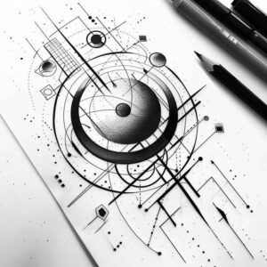 spatial-tattoo – tattoo design ideas free ai generated – soft-touch – for-outer-arm – Gallery: geometric-inkby-ai