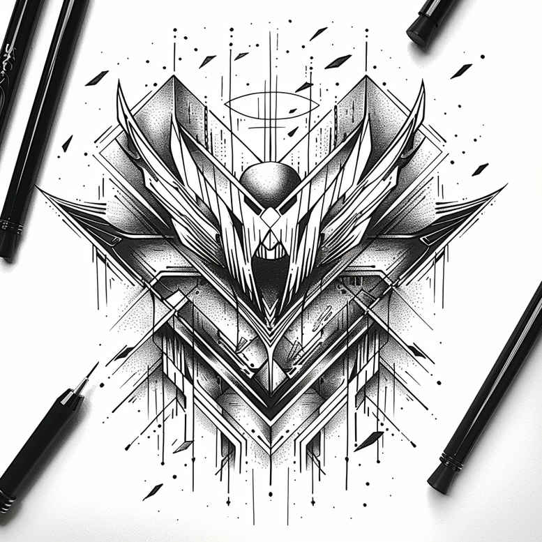 spatial-tattoo – tattoo design ideas free ai generated – unadorned – for-lower-chest – Gallery: geometric-inkby-ai