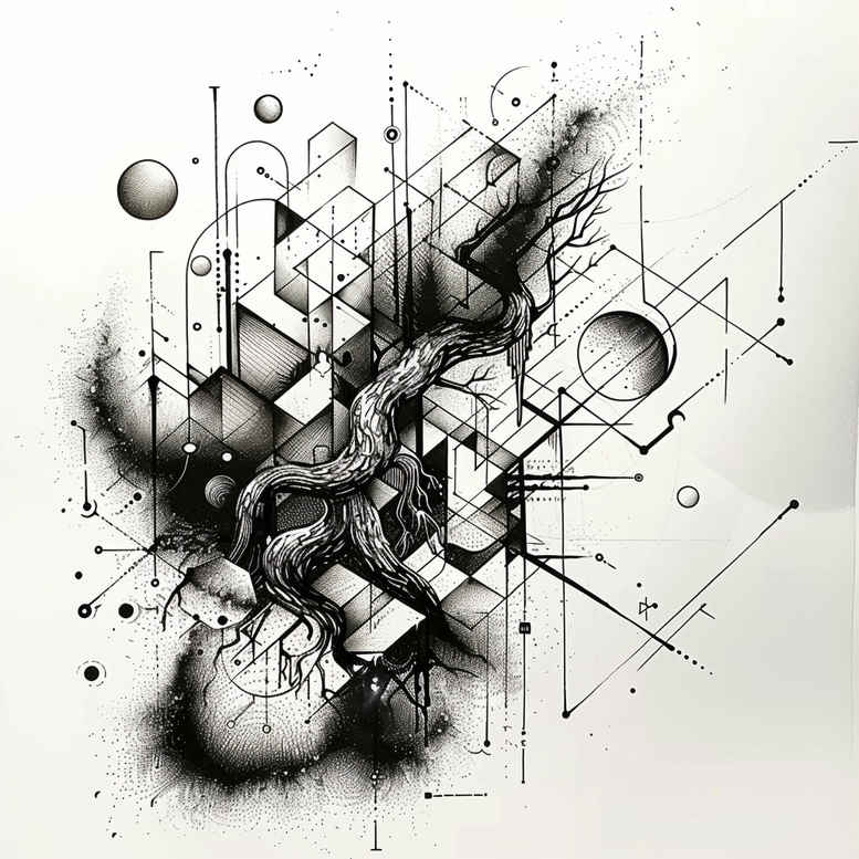 symmetrical-design-tattoo – tattoo design ideas free ai generated – pure-shape – for-shoulder-blade – Gallery: geometric-inkby-ai
