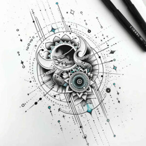 symmetrical-design-tattoo – tattoo design ideas free ai generated – soft-touch – for-upper-arm – Gallery: geometric-inkby-ai
