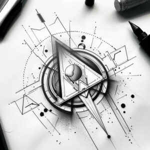 symmetrical-geometric-tattoo – tattoo design ideas free ai generated – empty-space – for-foot – Gallery: geometric-inkby-ai