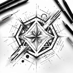 symmetrical-geometric-tattoo – tattoo design ideas free ai generated – no-fill – for-temple – Gallery: geometric-inkby-ai