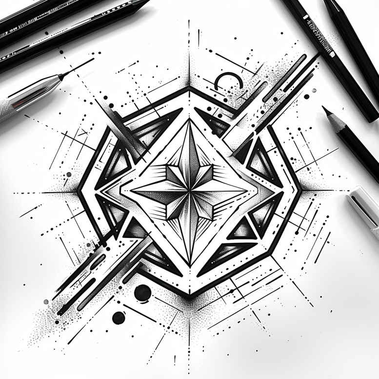 symmetrical-geometric-tattoo – tattoo design ideas free ai generated – no-fill – for-temple – Gallery: geometric-inkby-ai