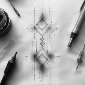 symmetrical-geometric-tattoo – tattoo design ideas free ai generated – pure-design – for-wrist – Gallery: geometric-inkby-ai
