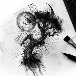 symmetrical-tattoo – tattoo design ideas free ai generated – mini-ink – for-spine – Gallery: geometric-inkby-ai