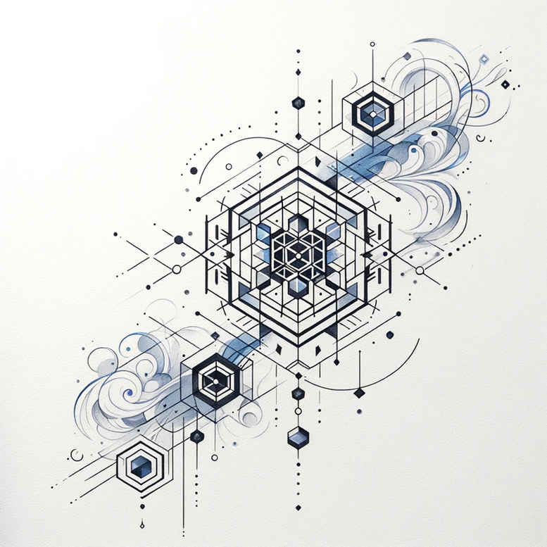 geometric tattoo design ideas modular shape artistic swirl determination and power