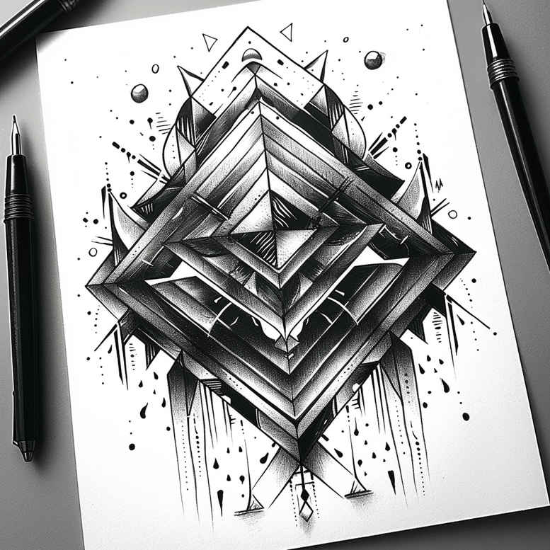 geometric tattoo design ideas nested shapes artistic swirl meaning courage