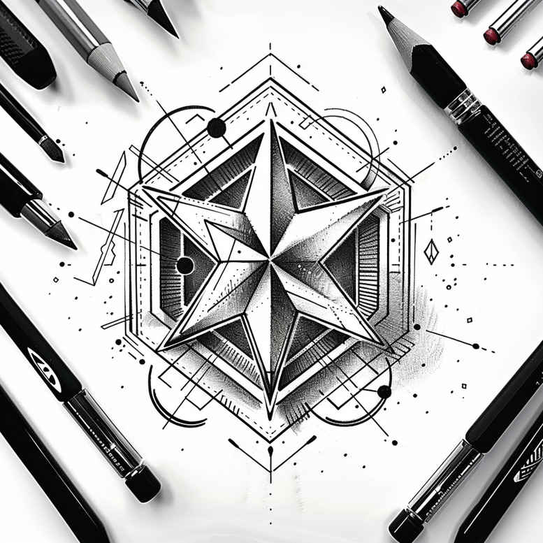 geometric tattoo design ideas angular form artistic swirl meaning courage