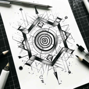 geometric tattoo design ideas nested polygons blooming center for biceps