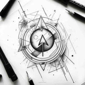geometric tattoo design ideas kaleidoscopic blooming center for sternum
