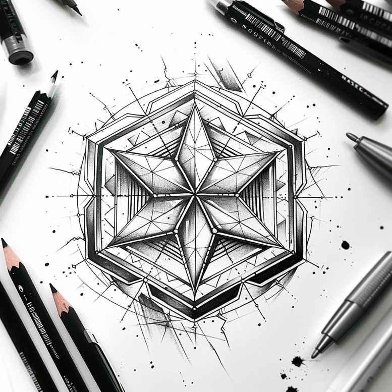 geometric tattoo design ideas traditional flash centered represents perseverance