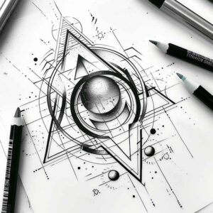 geometric tattoo design ideas twin lines chakra shows perseverance