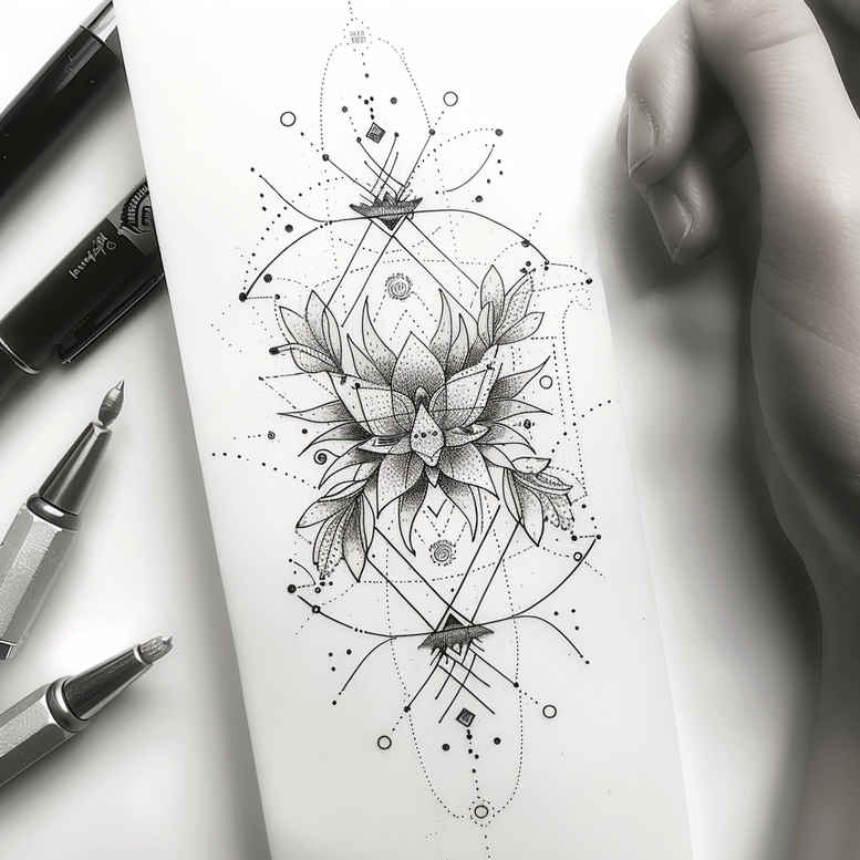 geometric tattoo design ideas math inspired circle segments for palm