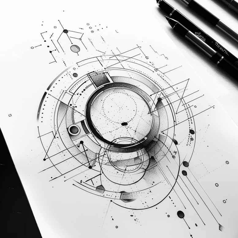 geometric tattoo design ideas solid fill circular grid embodying perseverance