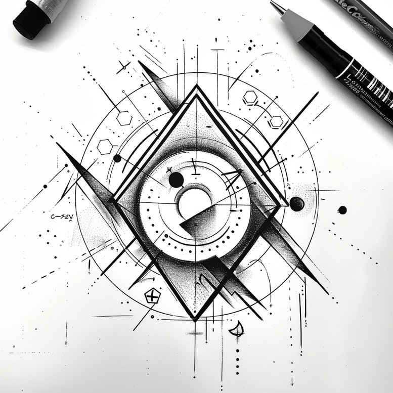 geometric tattoo design ideas octagon circular grid endurance and power