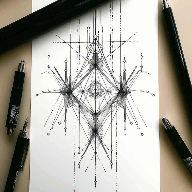 geometric tattoo design ideas dot shading circular grid stands for perseverance