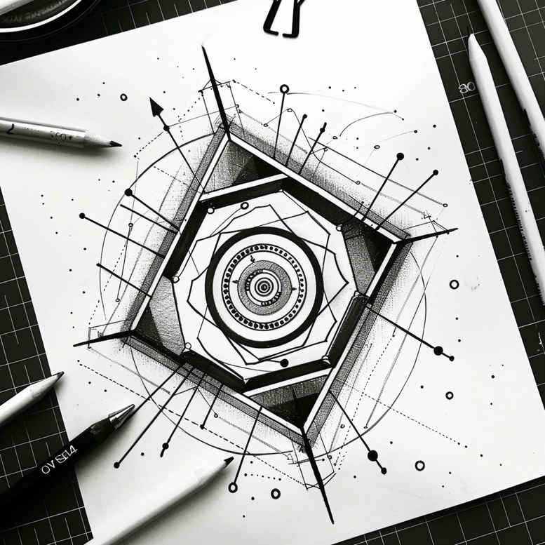 geometric tattoo design ideas circular motif circular grid symbolising resilience