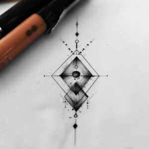 geometric tattoo design ideas solid shadow circular pattern represents courage