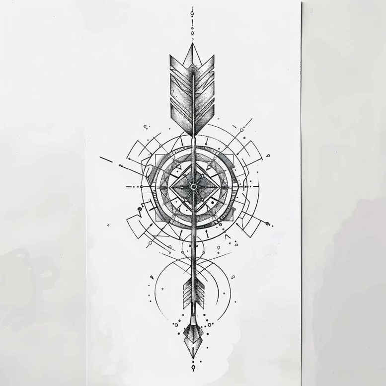 geometric tattoo design ideas recursive form complex design meaning courage