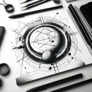 geometric tattoo design ideas network lines concentric circles for behind ear