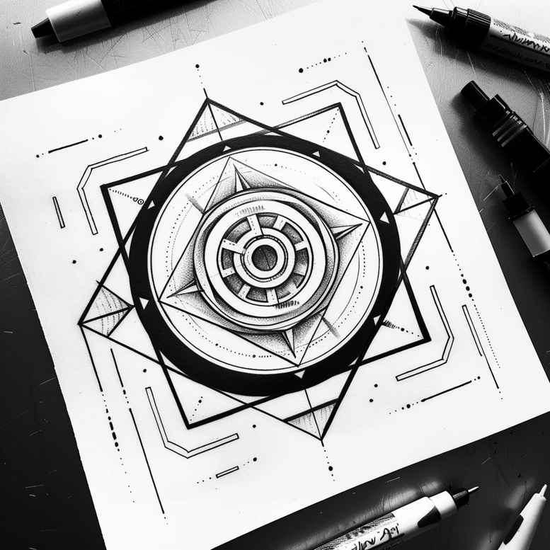 geometric tattoo design ideas rhombus concentric circles meaning resilience